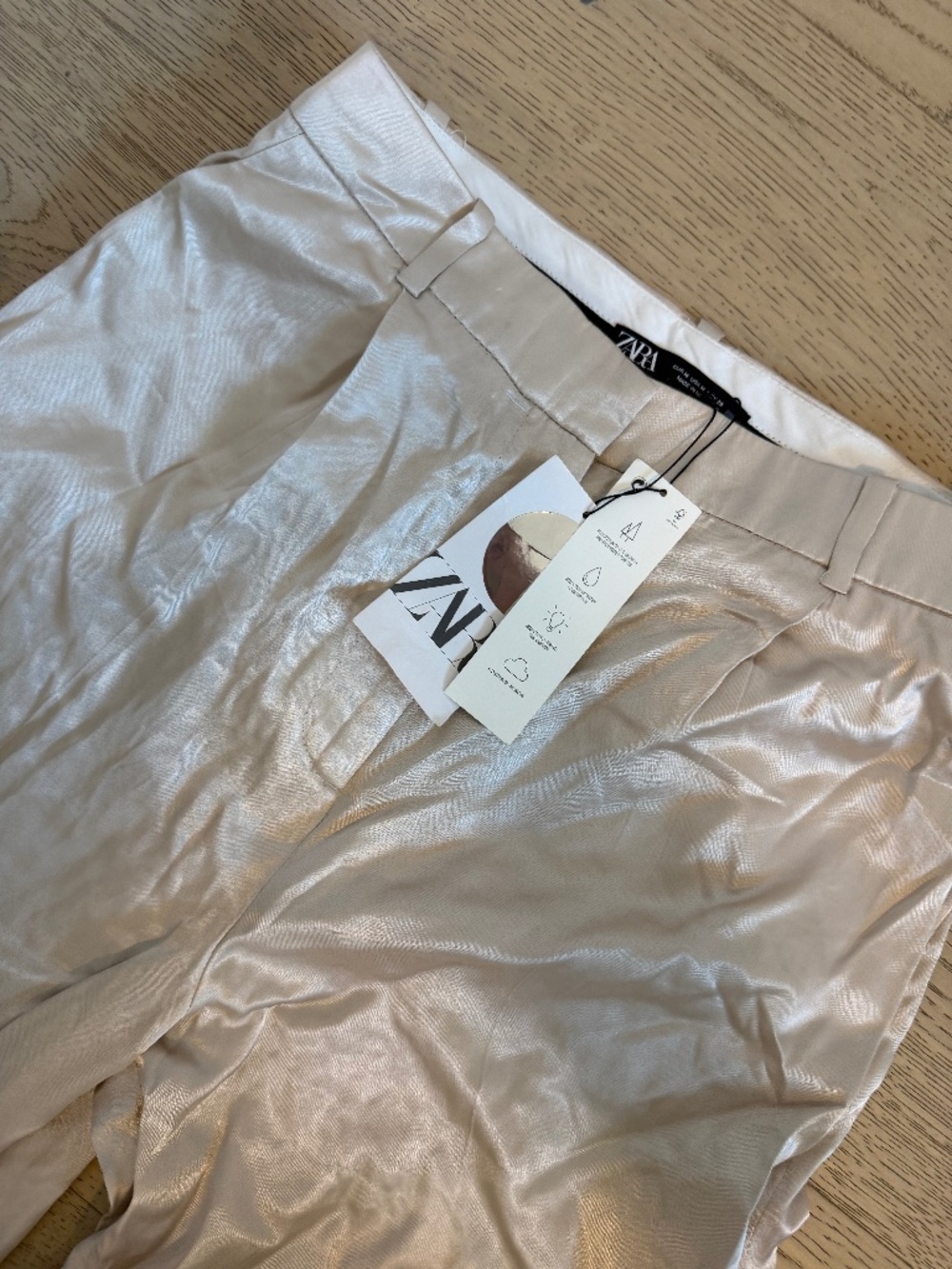 Zara Satin Effect Wide Leg Trousers NWT | Champagne | Medium